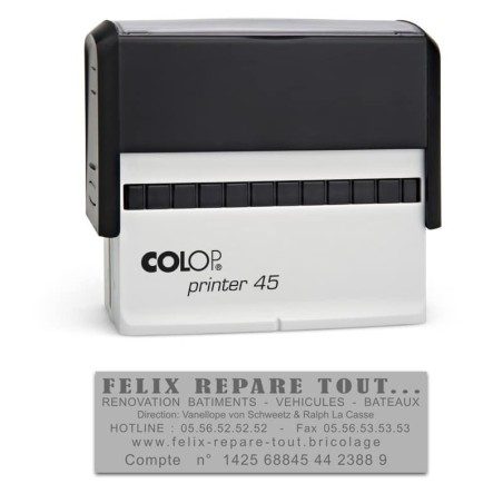 Tampon Colop Printer Line 45 - 6 lignes max. - 82x25 mm