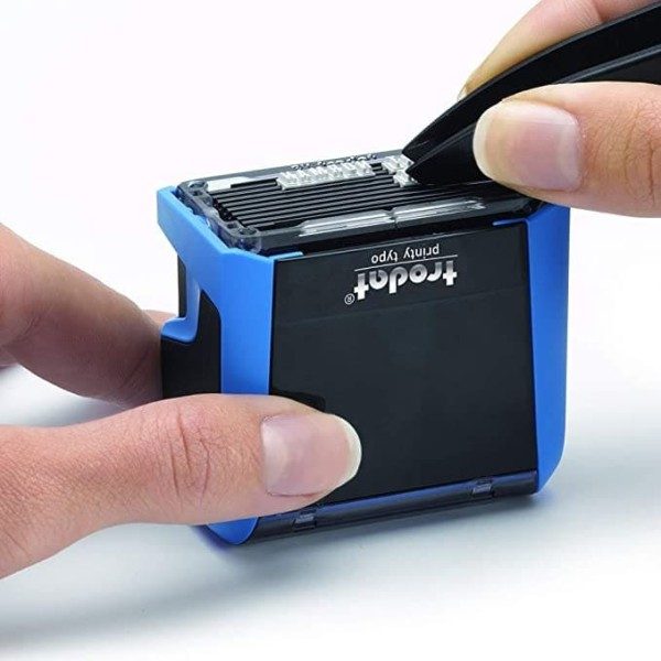 Trodat 4913 Printy Typomatic - Tampon Auto-Encreur 5 Lignes Max, Bleu Ciel