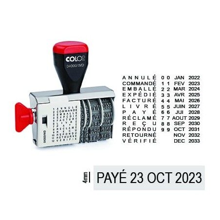 Tampon dateur et formules Colop 04000WD encrage séparé - 4mm