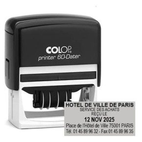 Tampon dateur Colop Printer 60 - 3+2 lignes - 76x37 mm
