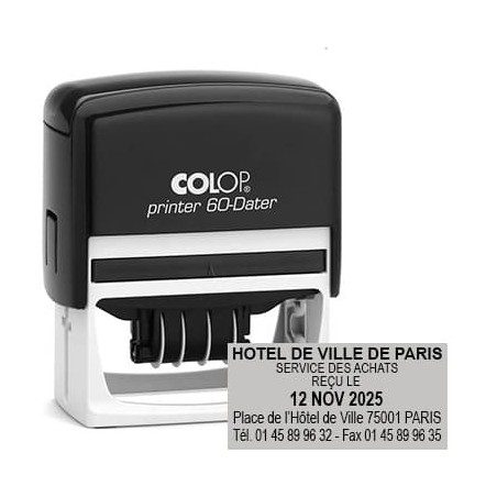Tampon dateur Colop Printer 60 - 3+2 lignes - 76x37 mm