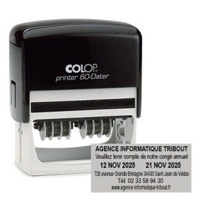 Tampon double dateur Colop Printer 60 - 3+2 lignes - 76x37 mm