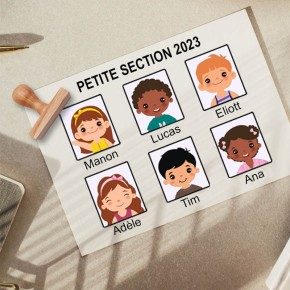 Lot de tampons prénoms en bois pour enseignant