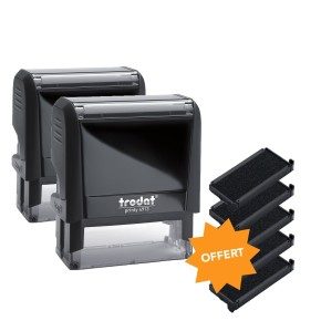 Pack de 2 tampons Trodat Printy 4913 + 5 cassettes noires offertes