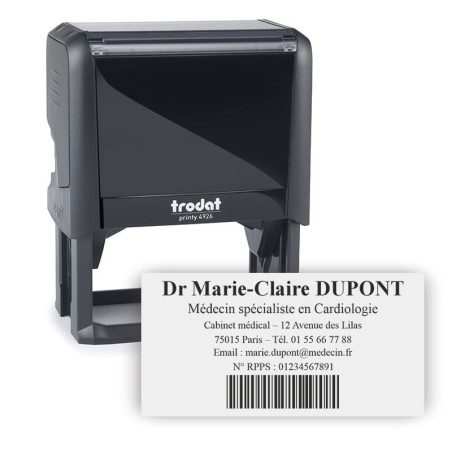Tampon Trodat Printy 4926 médecin avec code-barres RPPS
