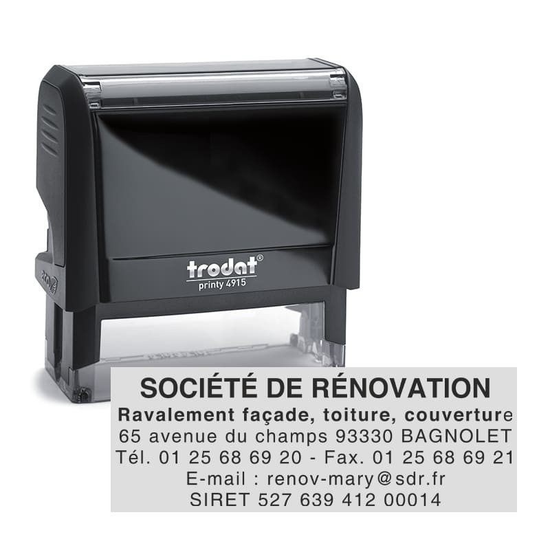 Tampon Texte Trodat 4915 6 Lignes Printy 4.0 - 70X25 - Noir