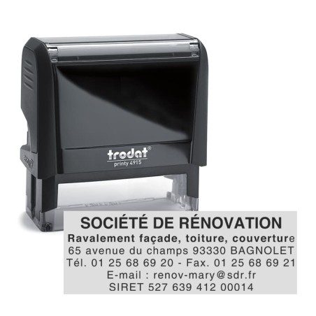 Tampon Texte Trodat 4915 6 Lignes Printy 4.0 - 70X25 - Noir