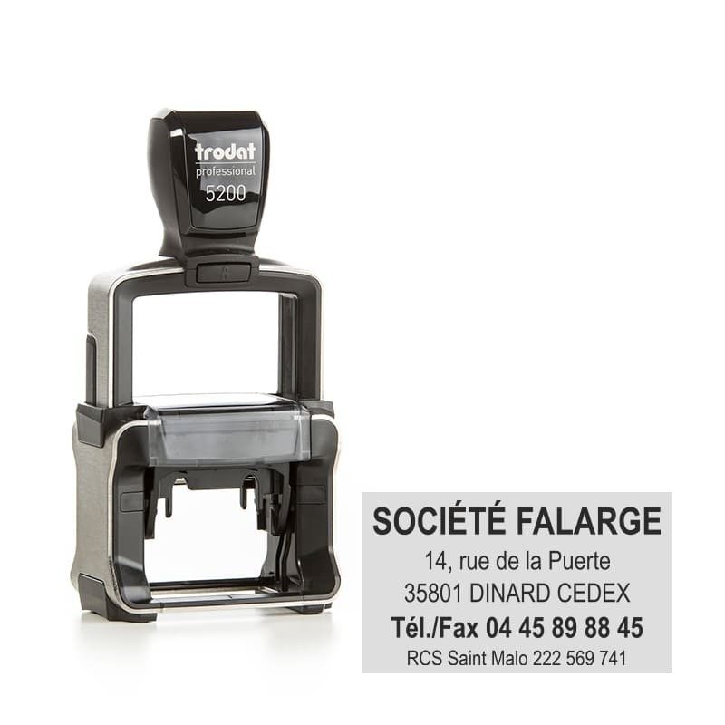 Tampon Texte Trodat 5200 5 Lignes Metal Line 4.0 - 41X24 - Noir