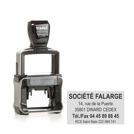 Tampon Texte Trodat 5200 5 Lignes Metal Line 4.0 - 41X24 - Noir