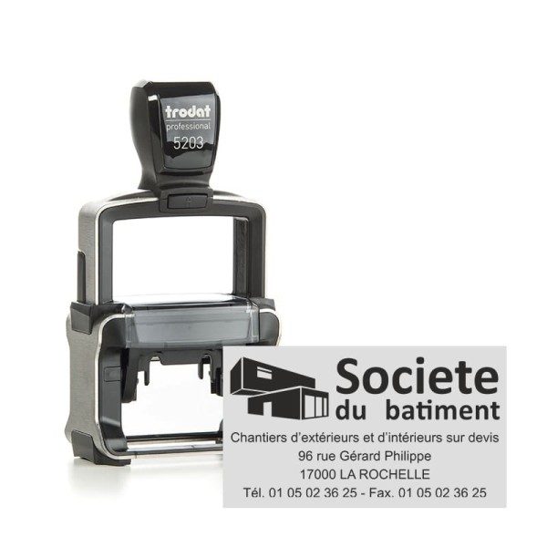 Tampon Texte Trodat 5203 6 Lignes Metal Line 4.0 - 49X28 - Noir