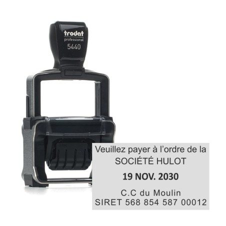 Tampon Dateur Trodat 5440 Metal Line 4.0 - 49X28 - Noir