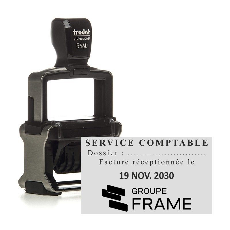 Tampon Dateur Trodat 5460 Metal Line 4.0 - 56X33 - Noir
