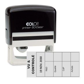 Tampon dateur vertical Colop Printer 60 - 5 lignes - 76x37 mm