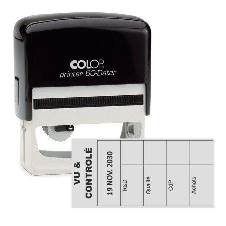 Tampon dateur vertical Colop Printer 60 - 5 lignes - 76x37 mm