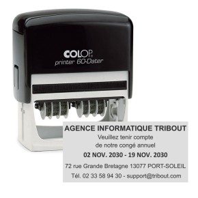 Tampon double dateur Colop Printer 60 - 3+2 lignes - 76x37 mm