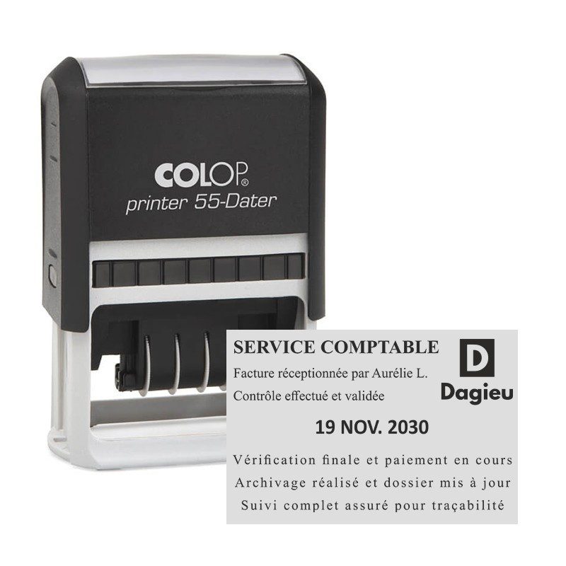 Tampon dateur Colop Printer 55 - 3+3 lignes - 60x40 mm