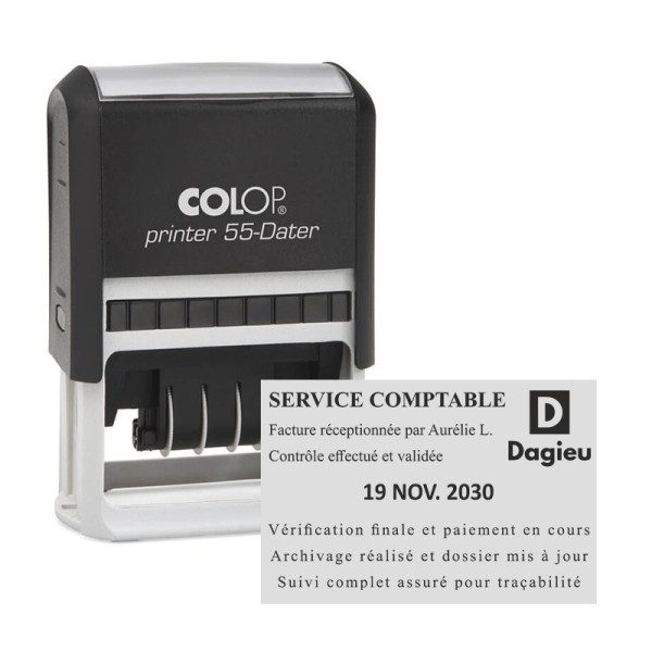Tampon dateur Colop Printer 55 - 3+3 lignes - 60x40 mm