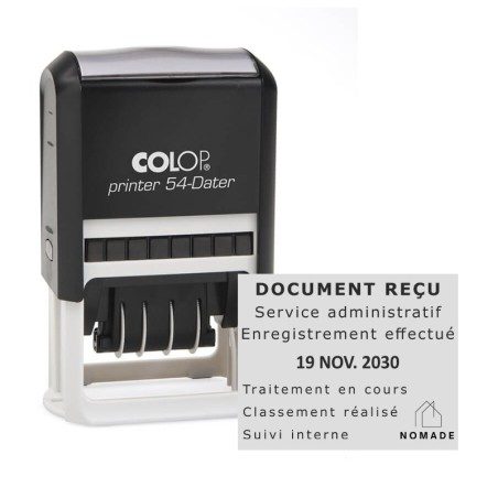 Tampon dateur Colop Printer 54 - 3+3 lignes - 50x40 mm