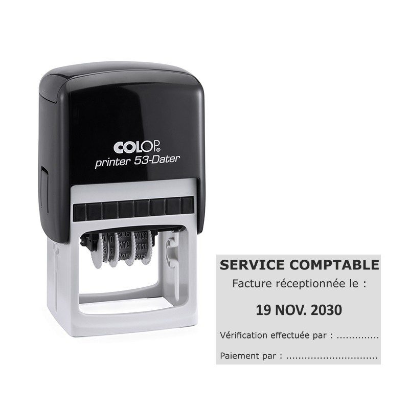 Tampon dateur Colop Printer 53 - 2+2 lignes - 42x30 mm