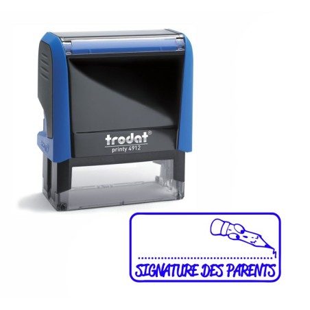 Tampon bleu "Signature des parents" Trodat 4912 - 47x18mm
