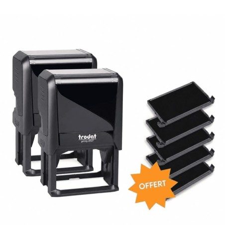 Pack de 2 tampons Trodat Printy 4927 + 5 cassettes noires offertes