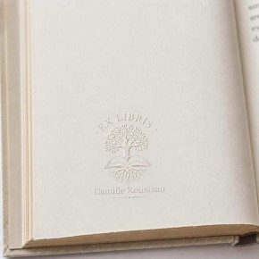 Pince à gaufrer personnalisée ex-libris arbre livre